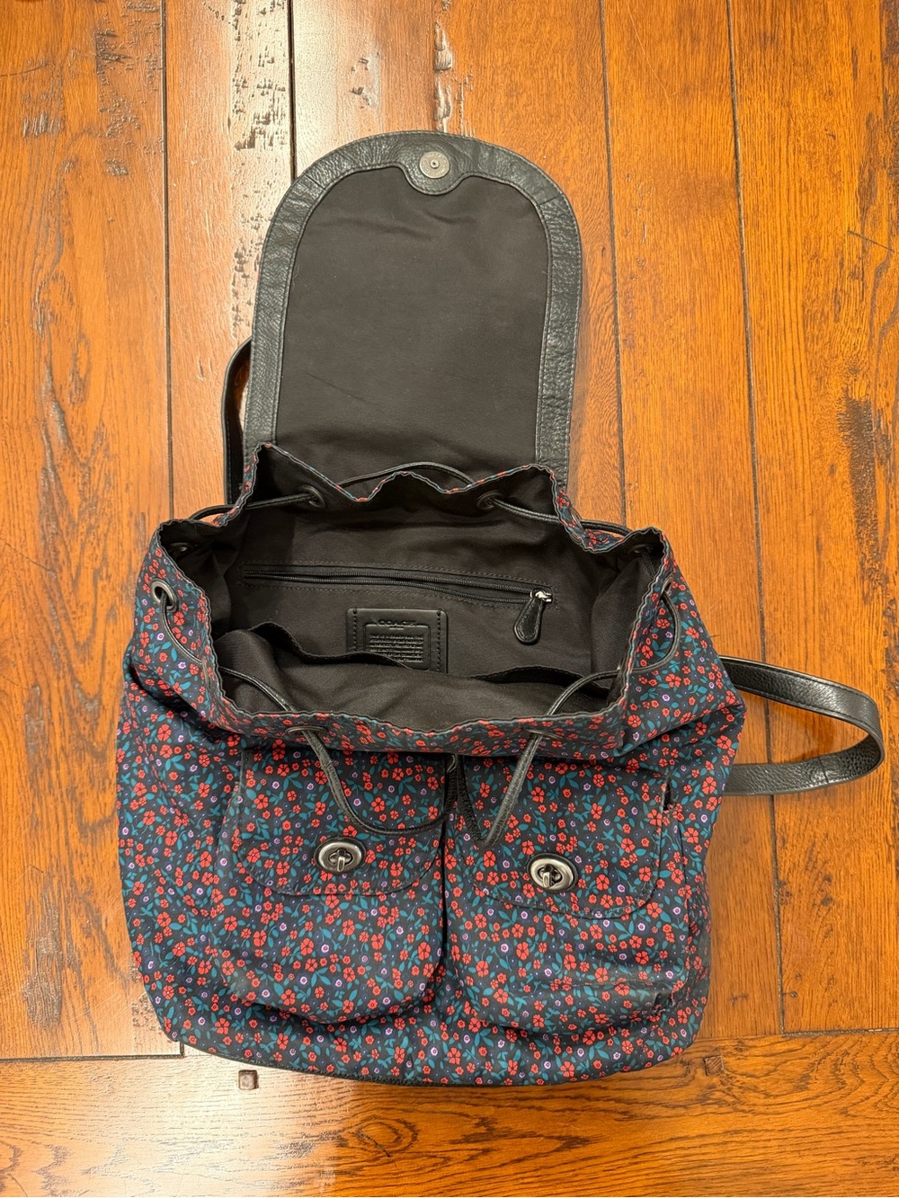 Coach Nylon Floral Drawstring Backpack - Picture 9 of 11